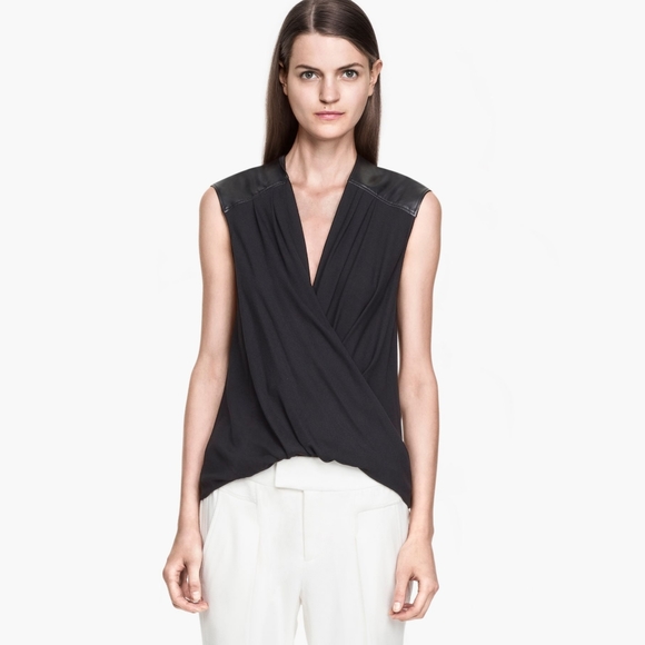 Helmut Lang Tops - HELMUT LANG Morse Draped Leather Top NWT Sz L Retail $320